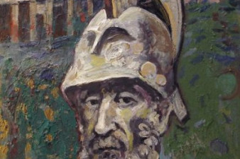 Автопортрет в шлеме Перикла. 2008. ДВП, акрил, масло. 100х80